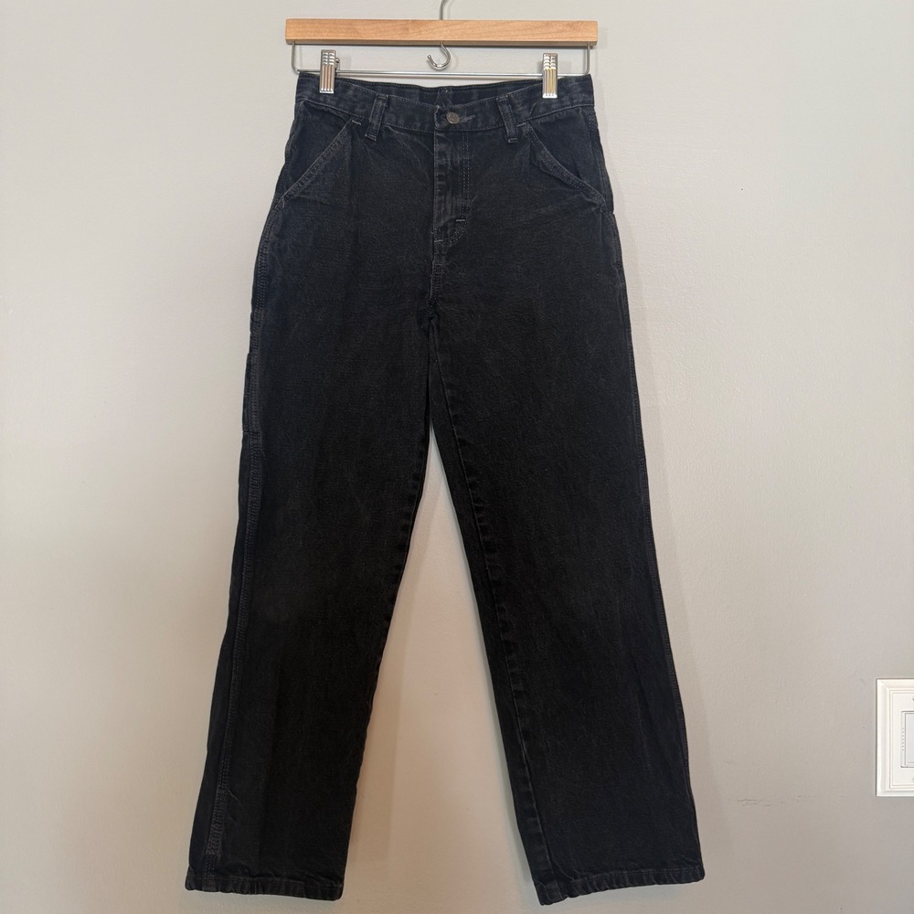 WRG Jeans Co Kids Size 14 Regular‎ Black Denim Carpenter Cargo Pants Boys Girls